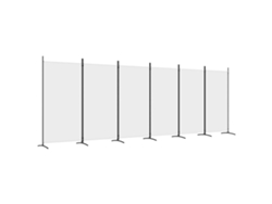 Biombo divisor de ambientes, 6 paneles, 520 x 180 cm, tela blanca y planchado, Dec031050