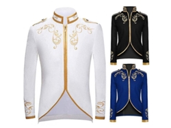 Jaqueta Medieval Vintage Victoriana Bordado Zíper Cosplay Príncipe Rei Gótico Steampunk | S/MARCA