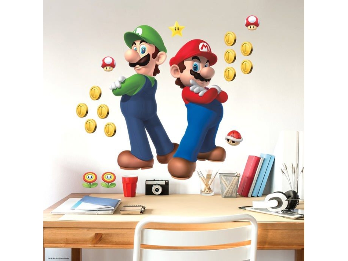 Pegatinas Letras Adhesivas ROOMMATES Rmk5223Gm Gigante Super Mario Bros. y Luigi reposicionable