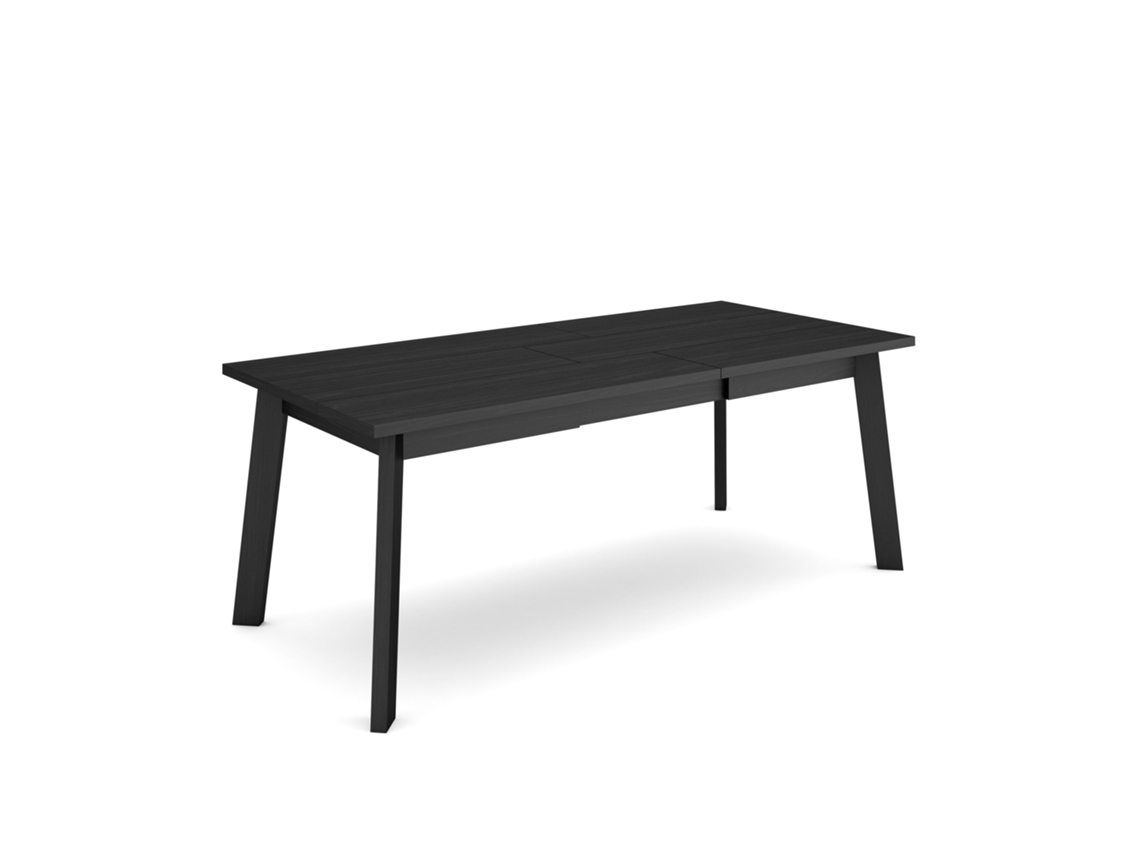 Mesa Comedor, 194xx90x75cm, Para 10 Comensales, Patas De Madera, Negro