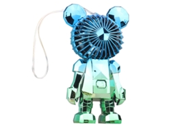 Ventilador portátil USB con diseño de oso y 2 velocidades, recargable.