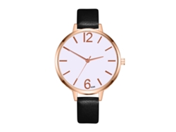 Reloj De Pulsera De Moda Para Mujer Con Correa De Piel Sintética, Esfera Redonda Y Movimiento De Cuarzo Negro.