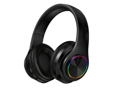 Auriculares Bluetooth Lx-011#-Inalámbrico luminoso montado en la cabeza - Inalámbrico negro puro sobre la oreja con micrófono