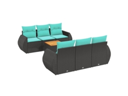 Maison Exclusive - Conjunto De Sofá De Jardín De 7 Piezas Con Cojines, De Poliratán Negro