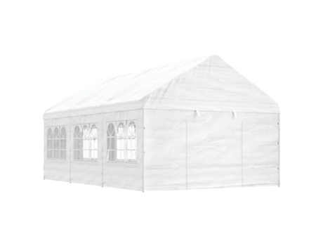 MAISON EXCLUSIVE Cenador con techo polietileno blanco 6,69x4,08x3,22 m