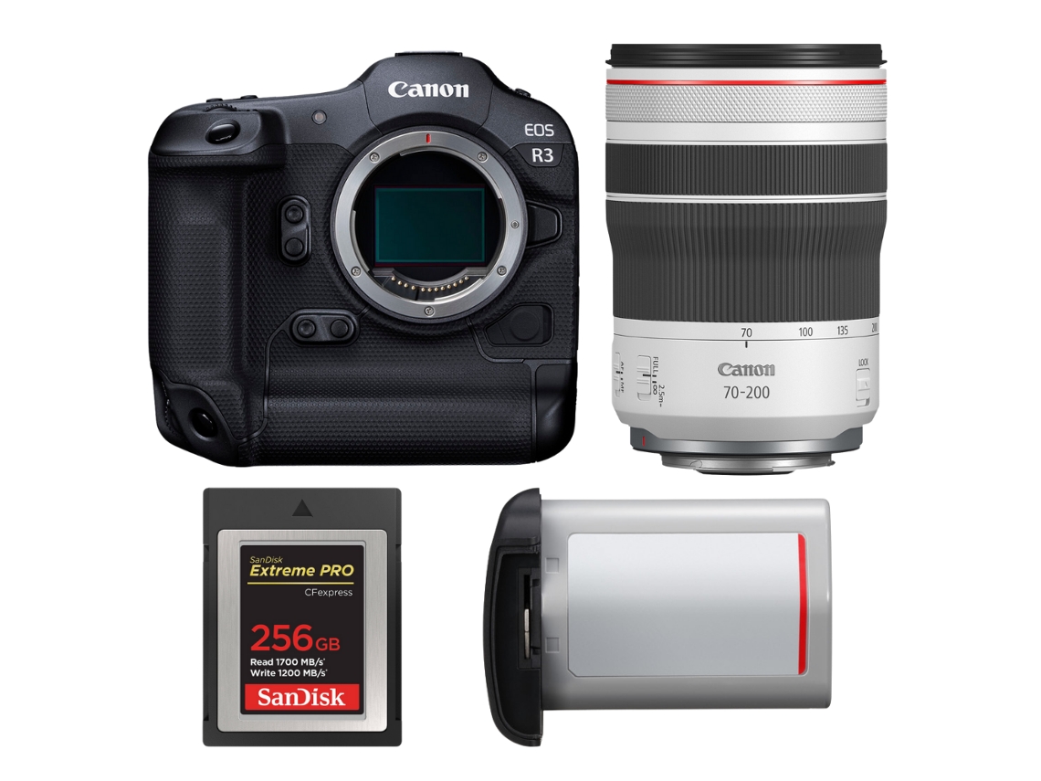 Canon Eos R3 + Rf 70-200mm F/4 L Is Usm + 1 Sandisk 256gb Extreme Pro Cfexpress Type B + Canon Lp-e19 + Ebook “20 Consejos Para Fotos Que Impactan”