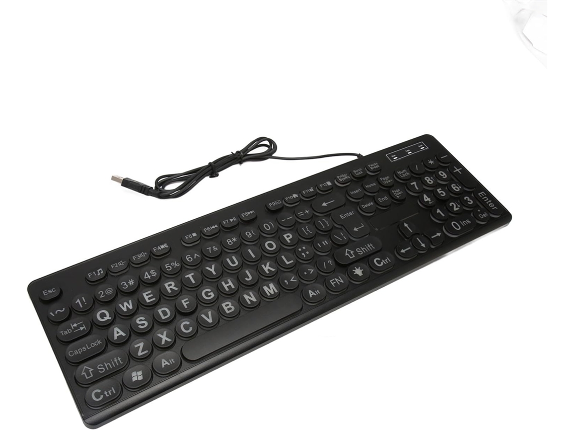 Teclado Con Cable Retroiluminado De 104 Teclas Con Caracteres Grandes, Para Personas Con Discapacidad.