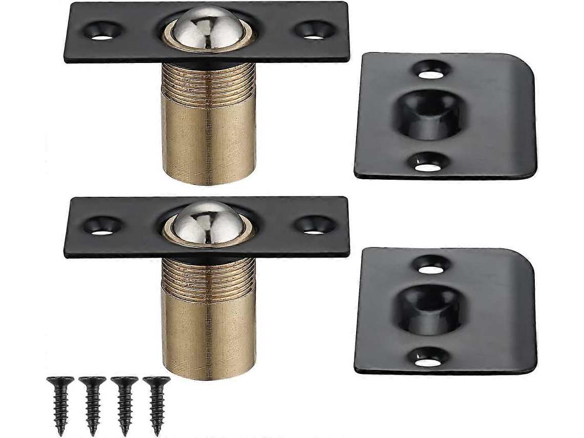 Cierre De Puerta De Armario Con Bola, Acero Inoxidable Ajustable Con Placa, Negro, 2 Piezas, Hbc100-bk-p2
