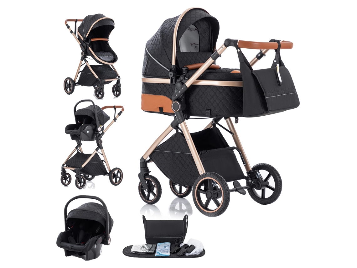 Portabebés, diseño plegable, asa ajustable, estándar V8 Grid, negro.