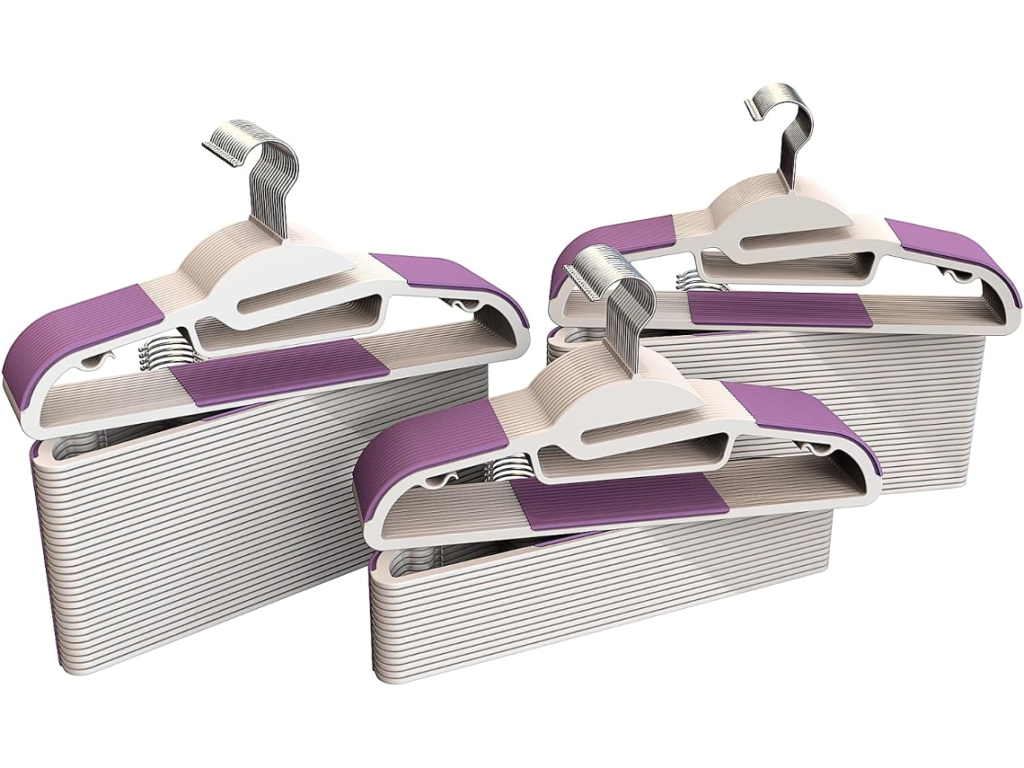 COM-FORT HOUSE | Perchas de Plástico Antideslizante | Medida 41cm| Perchas con Superficie Antideslizante | Gancho Giratorio de 360º | Pack de 120 Unidades |