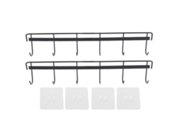 Perchero de pared de acero inoxidable con 6 ganchos, 2 negros