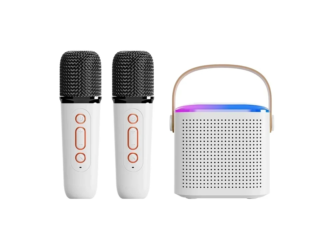 Kid Y1 Microfone Karaoke Machine Sistema De Colunas Bluetooth 5.3 Branco