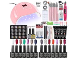 Kit De Decoración De Uñas Con 10/20/30/40/50 Esmaltes En Gel, Lámpara Uv Led De 120 W Y Taladro De Uñas De 35000 Rpm Sololady