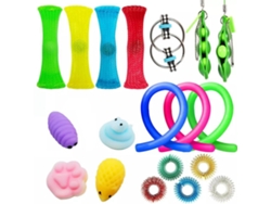 Ats-set De Juguetes Sensoriales Antiestrés Con 19 Piezas: Mallas Con Canicas, Cuerdas Elásticas Para Niños Y Adultos