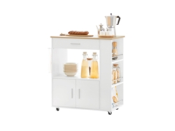 Carrito de Servicio SoBuy FKW113-WN con 3 Estantes laterals 2 Puertas 1 Cajón Blanco 82 x 46 x 88 cm