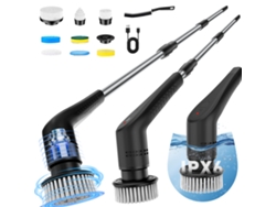Cepillo de limpieza eléctrico, 9 cabezales, mango extraíble, para baño, cocina, coche, negro HEXINYIGJLY