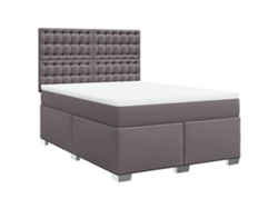 Maison Exclusive - Cama Box Spring Con Colchón Cuero Sintético Gris 140x200 Cm