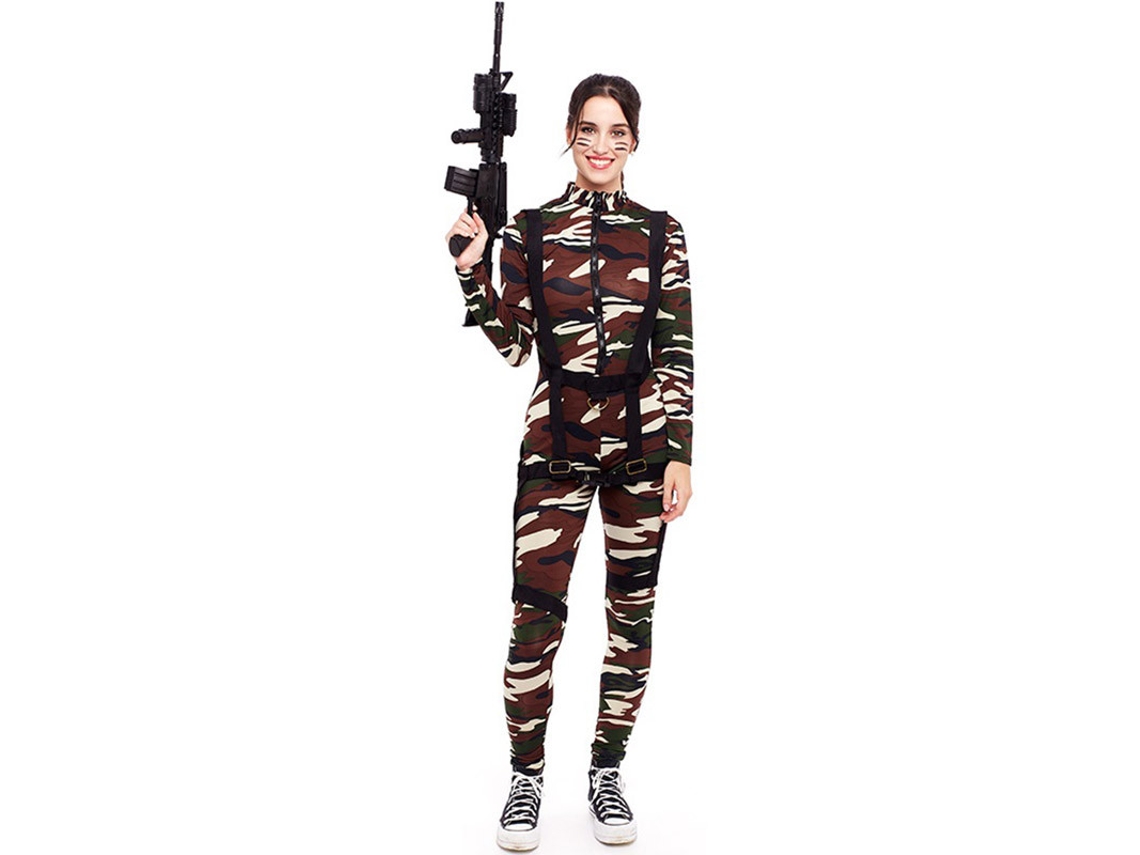 Disfraz de Mujer PARTILANDIA soldado de las fuerzas especiales de camuflaje (Tam.: S)