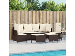 Conjunto de sofás de jardín con cojines de mimbre marrón, Dkd Home Decor