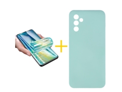 Pack 1 X Película de Vidrio Templado Hidrogel + Funda SKYHE para Samsung Galaxy A36 5G Silicona Líquida Verde-Água