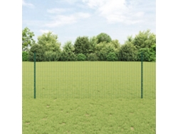 Valla europea con 5 postes en forma de U, verde, 1 x 10 m, acero, WSD17388, Lovely Home