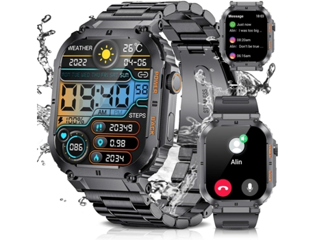 Reloj Inteligente (Responder/Marcar Llamadas), Pantalla Táctil HD de 1,96'', 100+ Modos Deportivos, Batería de 400 mAh, Reloj Fitness con Monitor d...