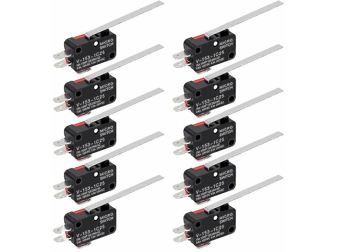 Rebe-10interruptores Micro Limitador De Palanca Bisagra Spdt 1no 1nc Momentáneo 3 Pines 15a 250v Para Equipos Electrónicos Y Máquinas Automáticas