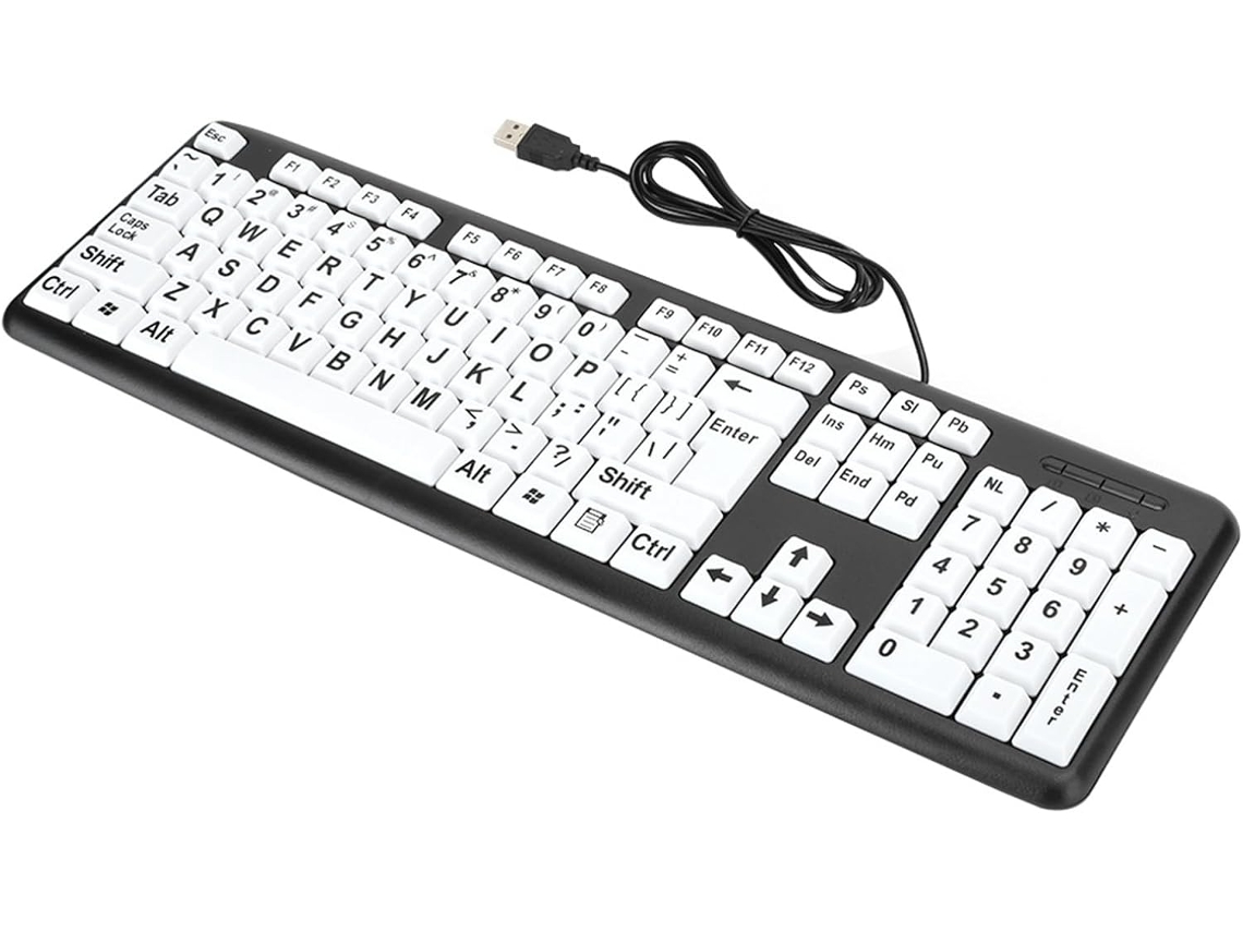 Teclado Usb Con Cable, Teclas Grandes Y Silencioso, Para Personas Mayores.
