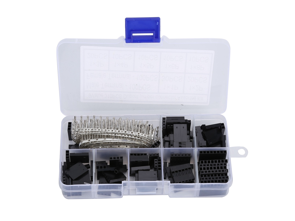 Kit De 310 Piezas Cables Puente Conectores 2.54mm Terminales Pin Macho Hembra Crimpados