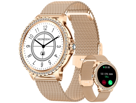 Smartwatch CHRONUS Reloj inteligente para mujer con llamada Bluetooth 1.32 '' Smartwatch deportivo SpO2 Reproductor de música para Android iOS Gold...