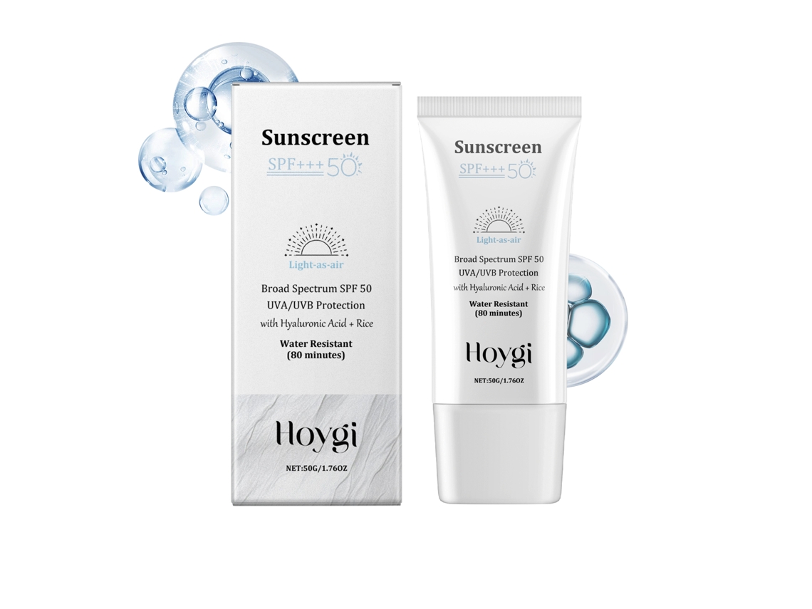 Protector solar facial SPF 50 con arroz y ácido hialurónico