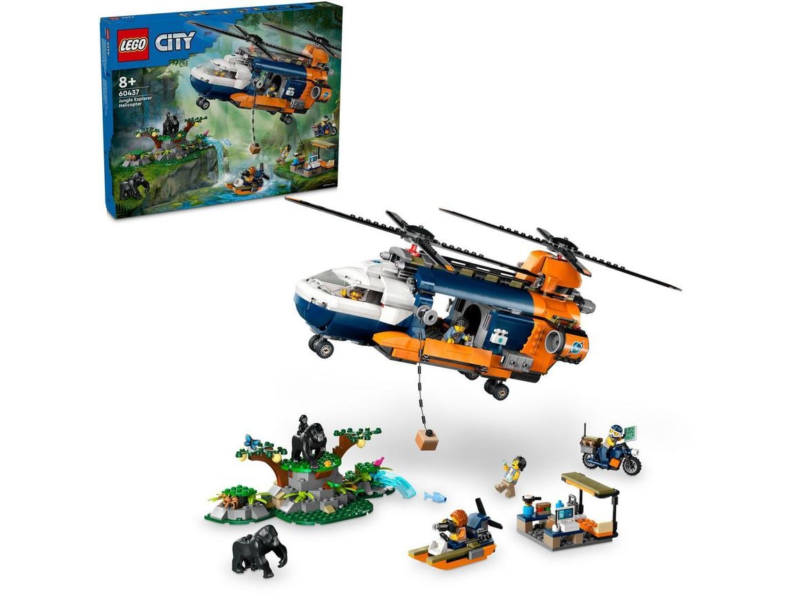 LEGO City: Helicóptero Explorador da Selva no Acampamento (881 peças)