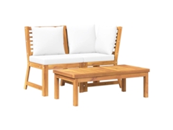 Maison Exclusive - Muebles De Jardín 3 Pzas Madera Maciza De Acacia Cojines Crema