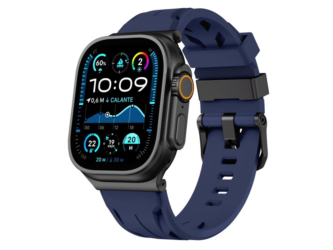 Correa para Apple Watch de 46/49/45/44 mm - Silicona negra con hebilla