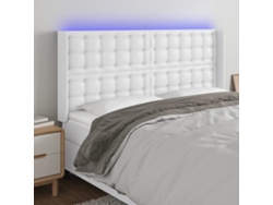 Cabecero Con Led Cuero Sintético Blanco 203x16x118/128 Cm