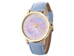 Reloj Analógico De Cuarzo Unisex Azul Claro, Elegante Y Casual Para Negocios.