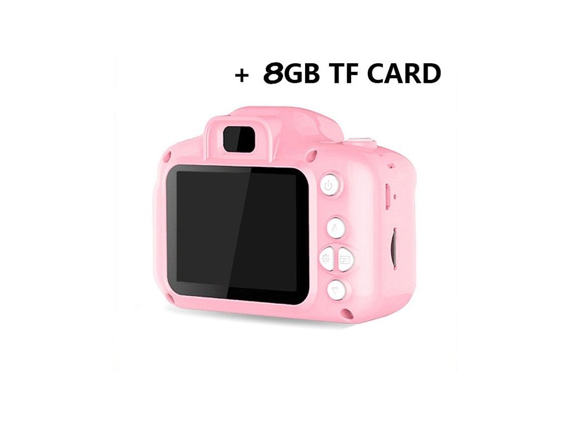 Máquina Fotográfica Infantil Mini Sd Vídeo Smart Shooting + Cartão de Memória de 8 Gb Rosa