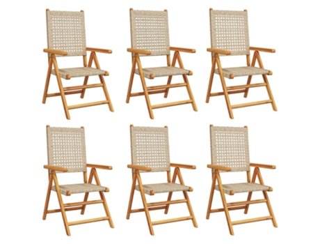 Conjunto 6 Silla De Jardín VIDAXL Beige Madera
