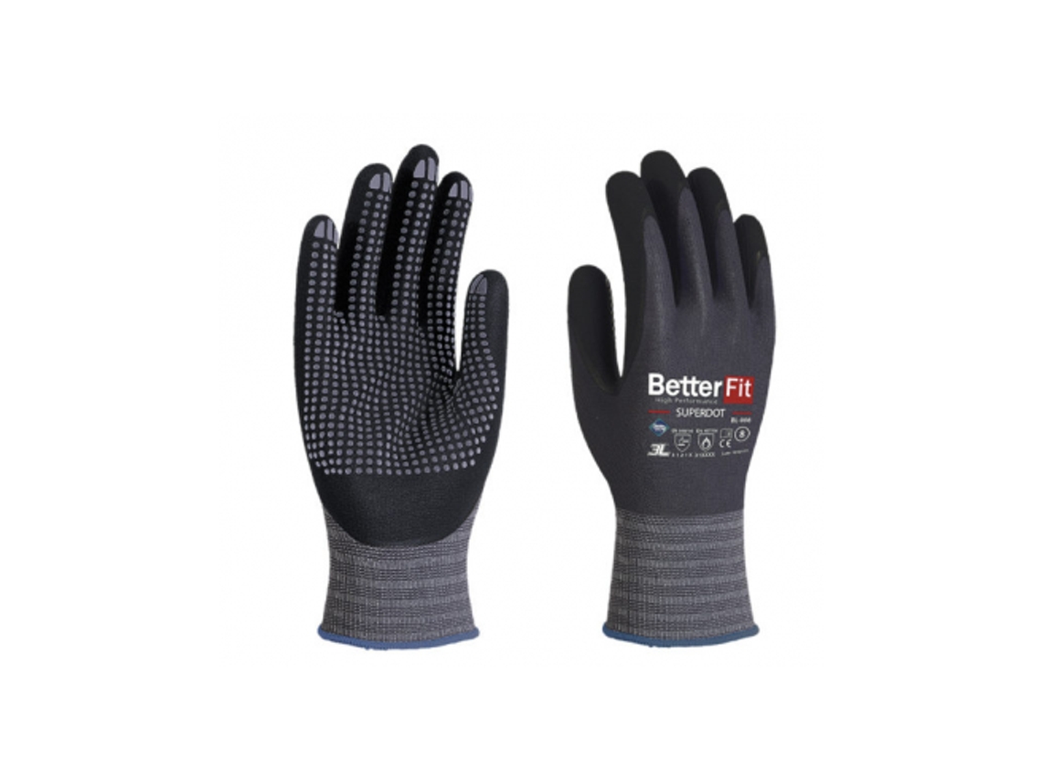 Guantes 3L INTERNACIONAL Nitrilo Foam Better Fit Superdot (Talla 8/M)