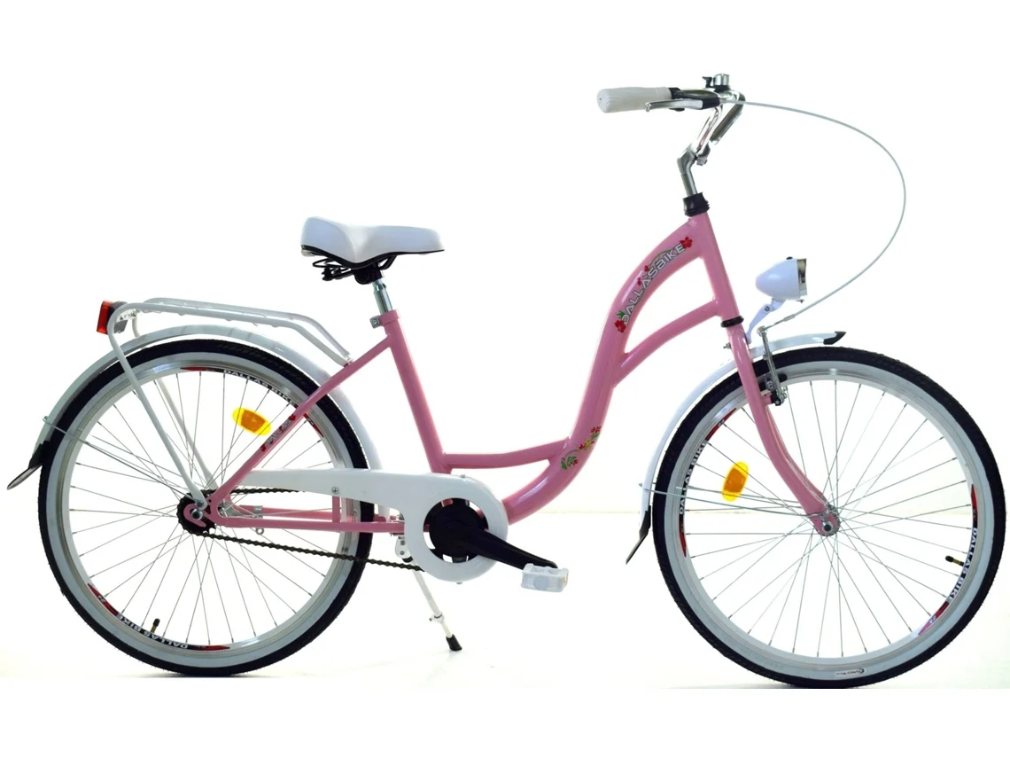 Bicicleta para niña de 24 pulgadas, resistente, color blanco y rosa, Dallas Bike B.active