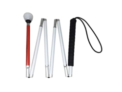 Bastón plegable de aluminio de 6 secciones, bastón reflectante rojo para personas con discapacidad visual con longitud ajustable.