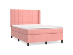 Maison Exclusive - Cama Box Spring Con Colchón Terciopelo Rosa 140x200 Cm