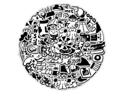 Elegantes pegatinas de vinilo en blanco y negro para personalizar en diversas superficies. Calcomanías impermeables para portátiles con ilustraciones de alta resolución.