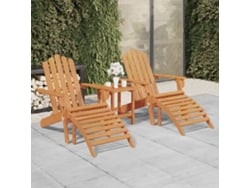 Sillas de jardín Adirondack de dos piezas con reposapiés en madera maciza de acacia, DKD Home Decor