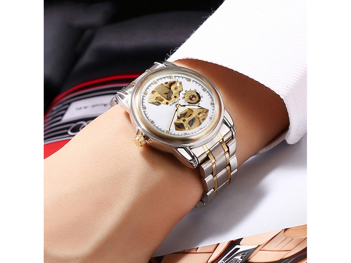 Reloj De Pulsera Automático Mecánico Luminoso E Impermeable Para Hombre, De Acero Blanco 2
