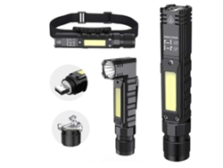 Linterna táctica LED Yunzii de 800 lúmenes, recargable por USB, con rotación de 90 grados, cola magnética y 5 modos (negra)