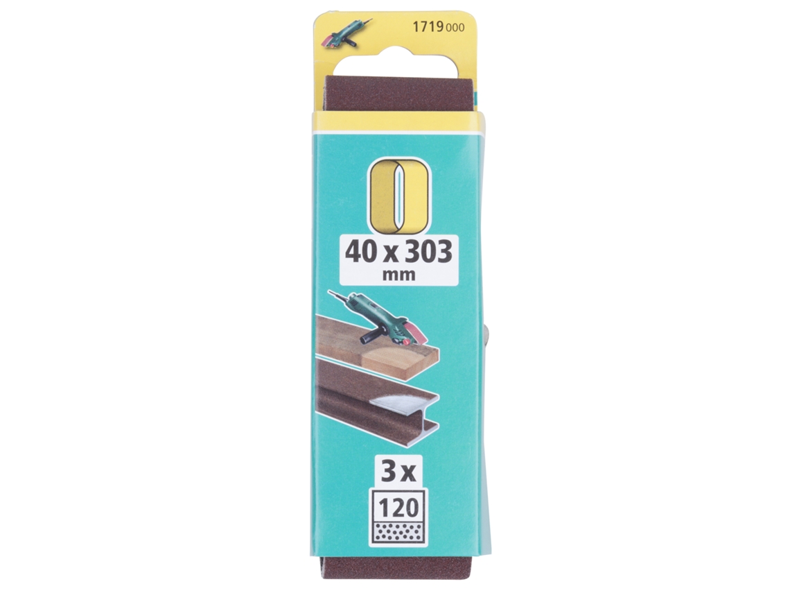 Wolfcraft 1719000 - 3 Lijas De Banda, Corindón, Grano 120, 40 X 303