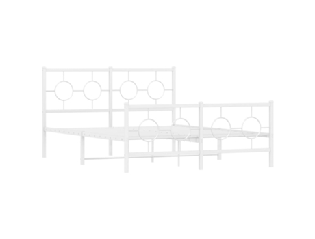 Cama con Cabecero y Patas VIDAXL Metal Blanco (135x190cm)