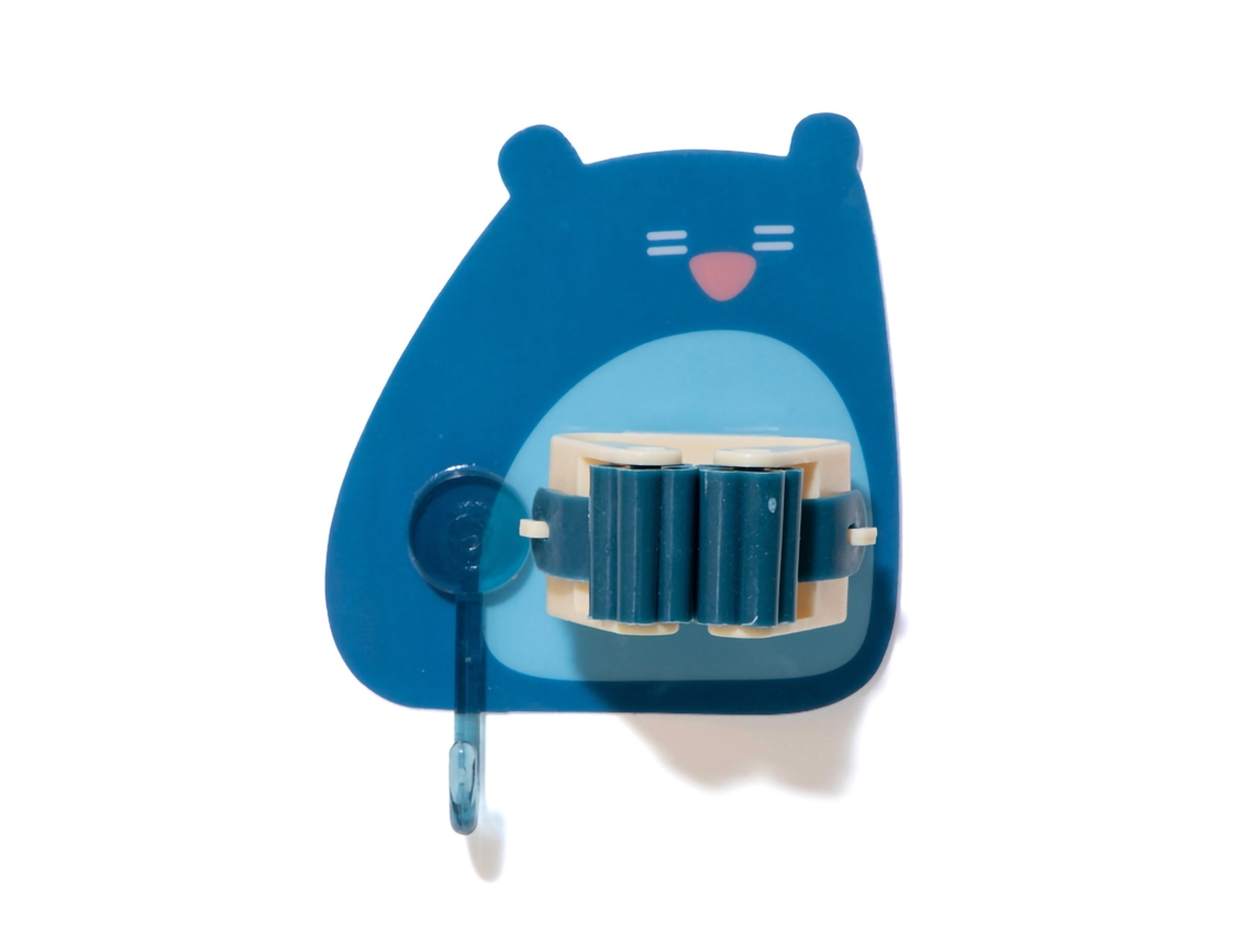 Baok-Supporte De Escoba Sin Perforar Para Wall Lindo Clip De Escoba Multifuncional De Dibujos Animados Montado En La Pared Azul Oscuro