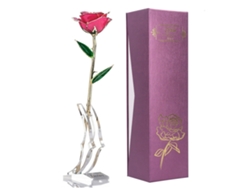 Rosa Galvanizada Con Baño De Oro De 24 Quilates En La Base Y El Cuerpo, Perfecta Como Regalo O Elemento Decorativo Para El Día De San Valentín.